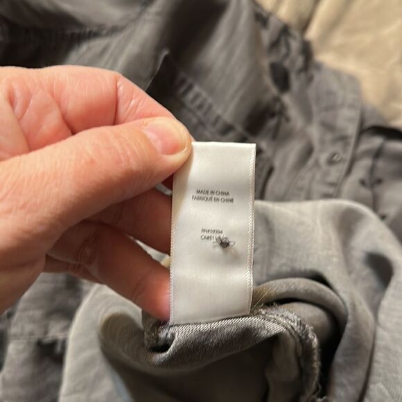 beachlunchlounge L Lyocell Gray Black Embroidered Button Down Casual Shirt - Picture 14 of 14